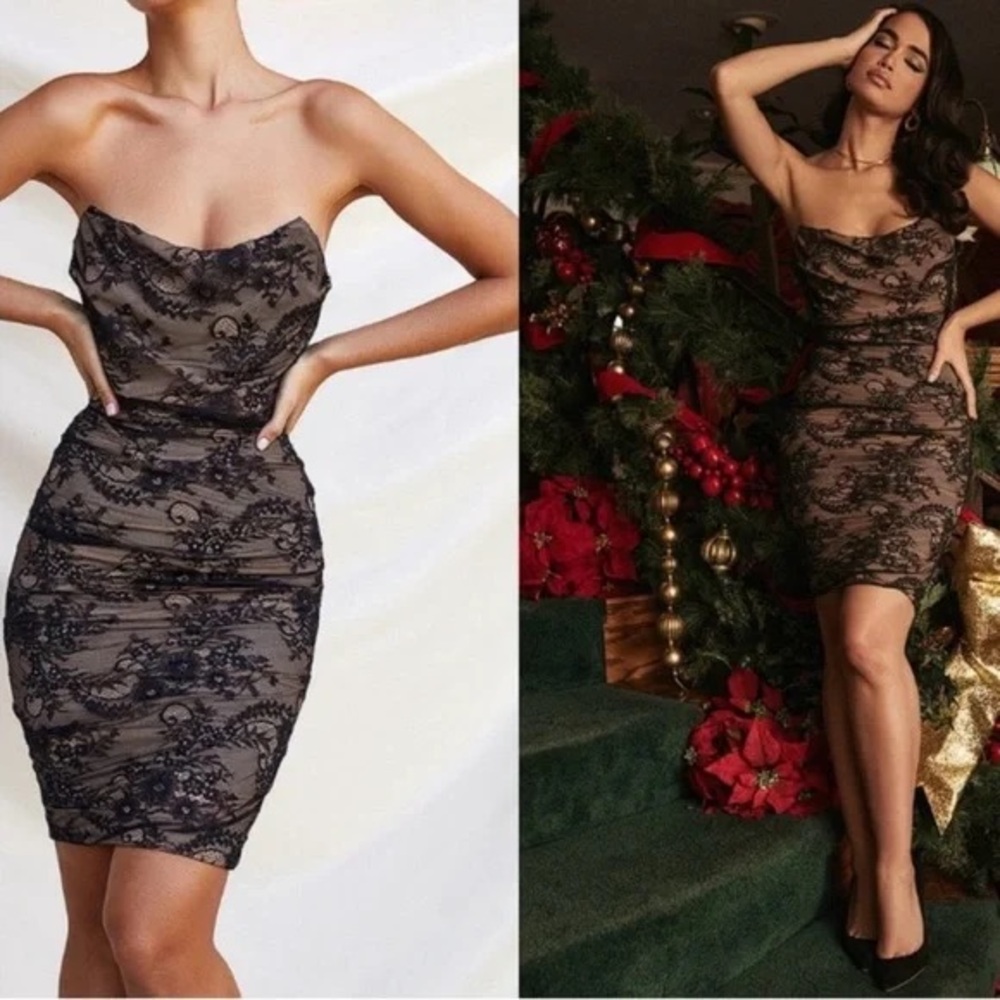 House of CB Black and Tan Strapless Dress - STILL NWT (not worn)
